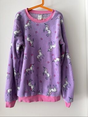 Anko Unicorn Fleece Sweater Size 14 Purple Cozy Lounge Pullover